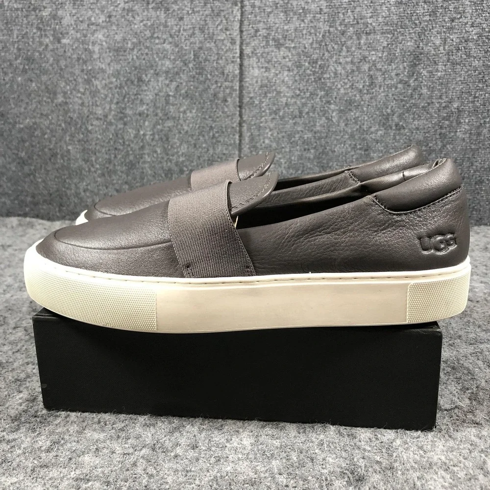 UGG Shoes Womens 12 Gray Leather Slip‎ On Low Top Sneakers Casual 1112415